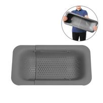 Retractable Sink Drain Basket Plastic Sink Drying Rack Extendable Colander Over Sink Vegetable pilka spalva
