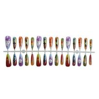Press on Nails Almond Fake Nails French Tip False Nails with Design Glossy Full Cover Acrylic Glue on Nails Artificial Stick on Nails for Women 30Pcs