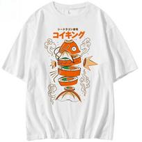 Nauji Pokemonų Karpių Karaliaus ir Karpių Kamuoliuko paveikslėliais marginti grynos medvilnės trumpomis rankovėmis laisvi vasariniai marškinėliai vyrams ir moterims 4XL