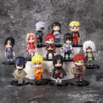 12/set of second-generation models Anime Naruto Sasuke Itachi Kanjiro Sharen Silent Hinata Q Edition PVC Doll Children's Toys Do