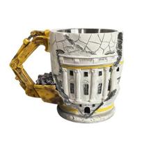 Demolition Coffee Mug 3D Excavator Coffee Cup with Robotic Arm Handle Broken Texture Art Mug Unique Gift for Engineers Builders Cool Desk Decor 1pc