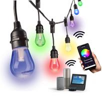 10m Išmanios LED girliandos Komercinės klasės Vandeniui atsparios Lauko RGB S14 lemputės Wifi Tuya Girlianda Sodui Vestuvių Dekoravimas US PLUG black