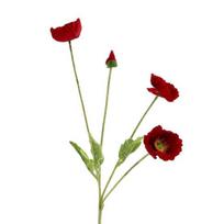 Artificial Flower 4 Head Realistic Fake Silk Flower with Long Stem Home Office Wedding Party Faux Flower Decoration raudona