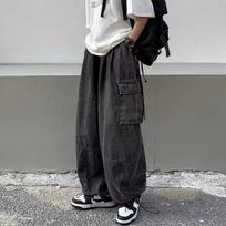 2026 Spring Autumn Men Baggy Jeans Men Wide Leg Pants Big Pockets Elastic Waist Streetwear Trousers Male Loose Denim Pants S juoda