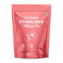 Nutrazen Eternal Brew Hibiscus Tea with Hibiscus Flower Petals - Pack of 1-30 Tea Bags | Natural Antioxidant Rich in Vitamin C & Polyphenols | Su