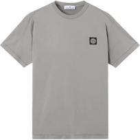 Stone Island logotipas, apvalus kaklas, slim fit, trumpos rankovės, vyriški marškinėliai, viršutiniai drabužiai, Cementas K2S152100027S0013-V006B M