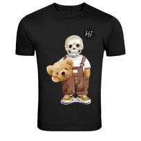 Skeleton Head Teddy Bear Cute Dark Graphic T-Shirt XXXXL