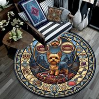 Glass Yorkie Dreams Round Area Rug Under Office Chairs Bedroom Living Room Home Decor 80cm x 80cm