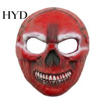 Lightweight Halloween Costume Accessory Adult Scary Masque, Horror Full Face Realistic Bone Texture Masque for Masquerade Party, Cosplay, Skeleton raudona