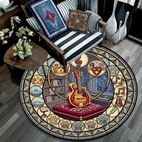 Music Royalty Round Area Rug Under Office Chairs Bedroom Living Room Home Decor 80cm x 80cm