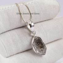 Herkimer Diamond Pendant, Raw Gemstone, 925 Sterling Silver, Handmade Necklace