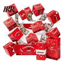Gift Card Holder Box 2026 Graduation Explosion Box, DIY Pop Up Money Folding Bounce Cash for Grad Party Supplies Unique Packaging raudona
