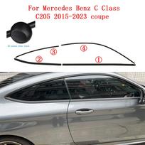Skirta Mercedes Benz C klasės C205 2015-2023 kupė Sedano langų chromo šalinimo juodos lipdukai ABC stulpeliams, blizgūs juodi lipdukai 3D CF black black