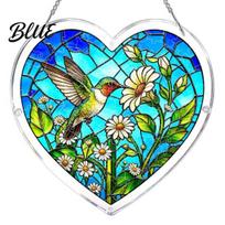 Window Sun Catcher Decor Acrylic Puzzle Suncatcher Colorful Hanging Pendant Heart Shape Stained Glass Sunlight Catching Pendant Style Decoration, G