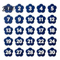 Student Desk Labeling 30PCS Numbered Pencil Toppers Reusable Prevent Confusion Labels Learning Station Classification Plastic Tracking Marker Clips, karališkos mėlynos spalvos