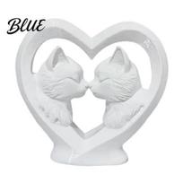 Easy Clean Cat Decor Kissing Couple Statue Cute Heart Shaped Figurine for Desk Shelf Non-tip Ornament Romantic Home Ornament 3D Printed Valentine's balta