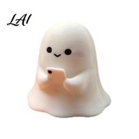 PLA Ghost Ornament 3D Printed Halloween Figurine Cute Spooky Resin Statue Funny Desktop Tray Vivid Facial Expressions Decor Tabletop Centerpiece A