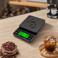 Changxie Newest Household Green Backlight LCD Digital Timer Coffee Scale 3kg 0.1g Kitchen Scale (black,3 kg&0.1 g&15*13*2.5cm) juoda