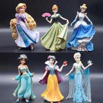 Frozen Elsa Anna Snow White Rapunzel Princess Doll Figurine Fairy Tale Home Decor Ornament 6-Pack Elsa