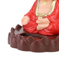 4.33x3.35in Solar Nodding Buddha Desktop Ornament  Restaurant Tabletop Ornament raudona
