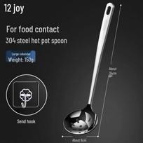 304 Stainless Steel Long Handle Soup, Hot Pot, & Oil Skimmer Spoon Set