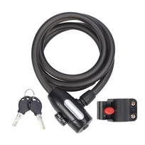 Matte Black Coiled Cable Lock PVC,Steel Rope Bike Cable Cable Locks for Bikes  Outdoor Parking 1.5 Meters / 4.9ft