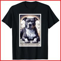 Pitbull Tarot Card Pittie Dog Mom Dad Black Cotton T-Shirt S-5XL XXL