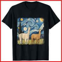 Cotopaxi Starry Night Artwork Llama National Park Souvenir Black Cotton T-Shirt XXXXL