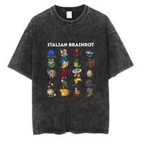 Funny Italian Brainrot Vintage Washed T-shirt Six Seven 67 Number Meme T Shirts Men Women Casual Oversized Crewneck Streetwear S įvairiaspalvis