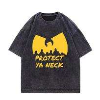 Annes  Wu Clan Ttangs Hip Hop Vintage Washed T Shirt Hot Men Women Fashion Tshirt Streetwear High Quality Oversized Tshirts S įvairiaspalvis