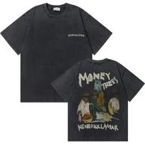 Summer clothing Vintage printed Gothic Feng shui wash T-shirt Vintage hip hop men and women casual loose street wear S įvairiaspalvis