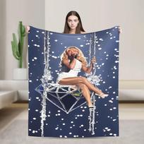 Sabrina Carpenter Album Flannel Blanket Super Soft Bedding Throws for Living Room Decorative Pattern Bedspread Sofa Bed Cover Size: 75*100cm, Weight: 230 GSM