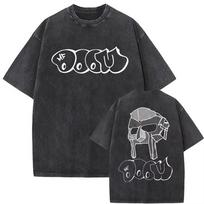 2025 Washed Vintage Rapper Mf Doom MM FOOD Graphic Print Tshirt Men Women Hip Hop Fashion T-shirts Male Casual S įvairiaspalvis