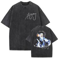 2026 New Album Harry Styles Vintage Washed Graphic T Shirts Men's Hip Hop Pop Music Fashion Short Sleeve T-shirt Y2k Streetwear S įvairiaspalvis