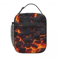 Magma Volcano Lava Fire Insulated Lunch Bag for Women Kids Portable Food Boxes Thermal Lunch Box Tote One Size