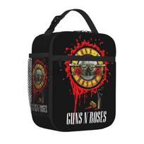 Heavy Metal Guns N Roses Thermal Lunch Bag Portable Insulated Lunch Bento Box for Women Men Work Travel Picnic Food Storage Bags One Size