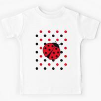 Retro Ladybug pattern vintage red and black polka dot pattern Kids T-Shirt 160