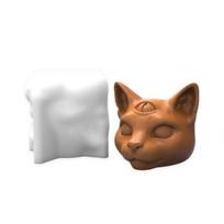 Three Eyes for Cat Silicone Mold Gypsum Epoxy Aroma Candle Mould for Home Decora 1