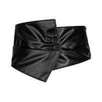 Spicy Girl PU Leather Corset Cloth Wide Belt Retro Wide Cummerbunds  Bridal Black PU