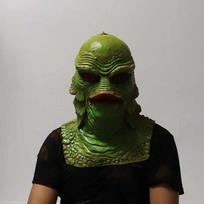 Baisūnas iš Juodojo Ežero Žalias Žuvies Monstras Kaukė Latekso Kaukė Helovino Šventė Baisios Viso Veido Kaukės Cosplay Rekvizitas žalia