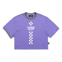 Monkey Flower Women'S Checkerboard Graphic Loose Fit Crop T-Shirt / Mm1Wts02F Violet Free