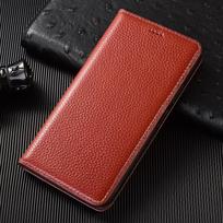 Litchi natūralios odos atverčiamas dėklas IPhone 9 Plus X XS XR 11 12 13 14 15 16 17 Pro Plus Max telefonui, piniginės dėklai iPhone 16 ruda