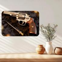 Smith & Wesson Retro Revolver Tin Sign, Vintage 2D Metal Wall Art for Man Cave, Home Bar Decor 20X30CM