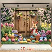 Spring Easter Tapestry, Cute Rabbit with Tulips & Easter Eggs Wall Art Cloth for Aesthetic Room & Home Decor 100X70CM