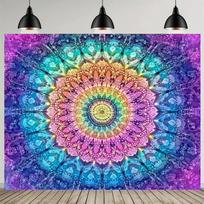 Colorful Rainbow Mandala Tapestry, Psychedelic Bohemian Wall Hanging for Bedroom Living Room Home Decor 100X70CM