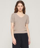 Cargo Bros For Woman Boucle V-Neck Short Sleeve Knit (Mocha) Free