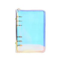 Loose Leaf Glitter PVC Budget Binder Organizer Diary Planner Holographic Cash Saving Binder A6 PVC Binder Folder With Zip (Transparent,no insert&13*19*2.5cm) skaidri