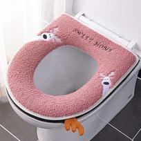 Zipper Toilet Seat Cover Four Colors Universal Cushion Mat Winter Soft Thickened Warmer Toilet Pad Household Waterproof Cartoon Toilet Seats Pads rožinė