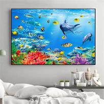 Abstraktūs gyvūnai povandeninis pasaulis Žuvis banginis delfinas drobė Tapyba Plakatas ir spaudiniai Sienų meno nuotraukos Namų dekoras Be rėmelio 21cm×30cm NoFrame