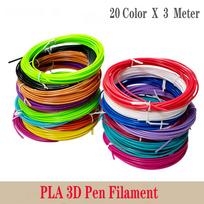 3D spausdinimo rašiklis Maži užpildai PLA 1,75 mm Spausdinimo pieštukas Be kvapų Spalvos Plastikinis gijų laidas Išmaniajam 3D piešimo spausdintuvui 3M*20Color (60m)